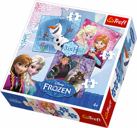 Puzzle 3w1 Bohaterowie Krainy Lodu Frozen. 34810 Trefl